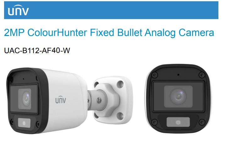 Uniview UAC-B112-AF40-W 2MP ColourHunter Fixed Bullet Analog Camera