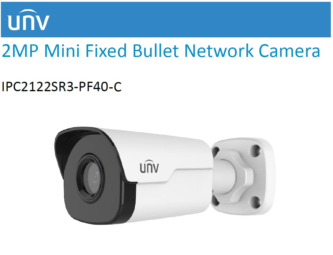UNV IPC2122SR3-PF40-C 2.0MP /4.0mm/ IR30m/ DC12V.PoE/ IP67 BULLET IP CAMERA