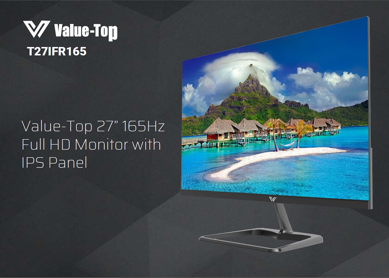 VALUE-TOP T27IFR165 27-INCH FULL HD 165Hz FRAMELESS IPS LED MONITOR ...
