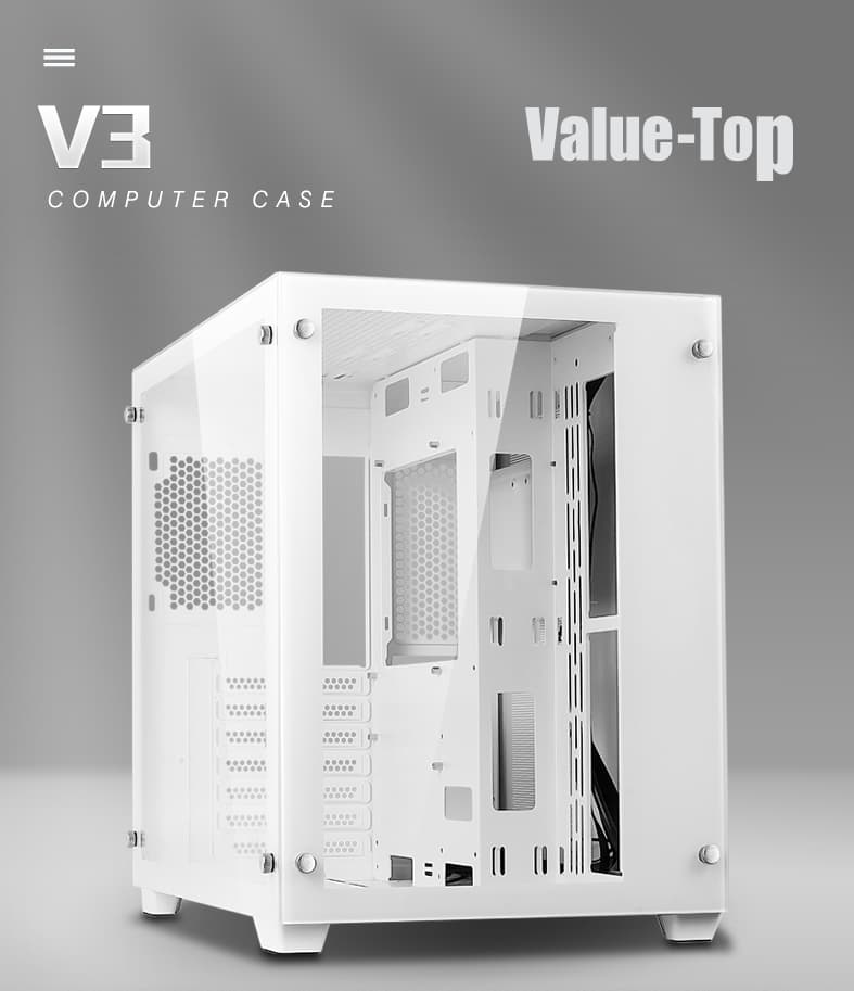 Value-Top VT-V3 Dual-Chamber Structure ATX Gaming Casing with 4xARGB Fan