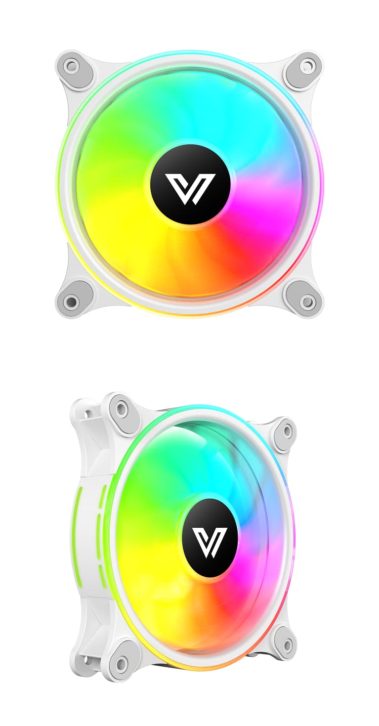 VALUE-TOP W1298S 12CM White Ring Light Static RGB Case Fan